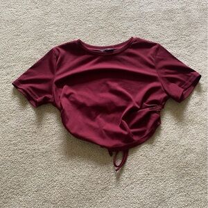 SHEIN Wine Red Ribbed Top